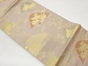 抽象山に菊・梅・花々模様織出し名古屋帯